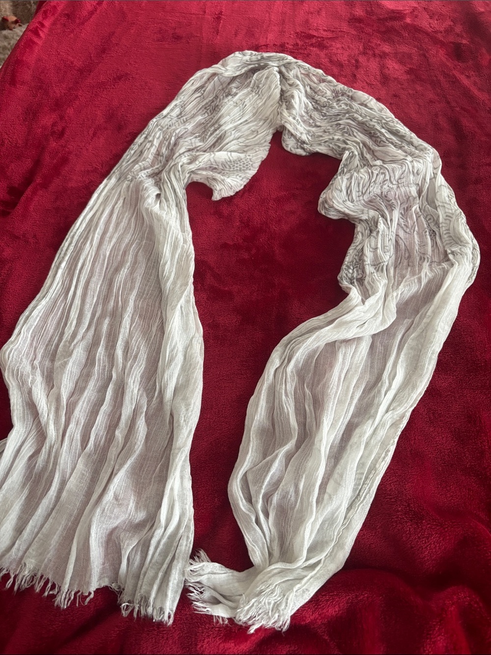 Lightweight Cream Crinkle Scarf - Brand Not Visible